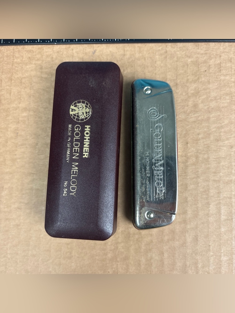 Hohner Golden Melody 542 Harmonica Key of G Made in Germany with Hard Case